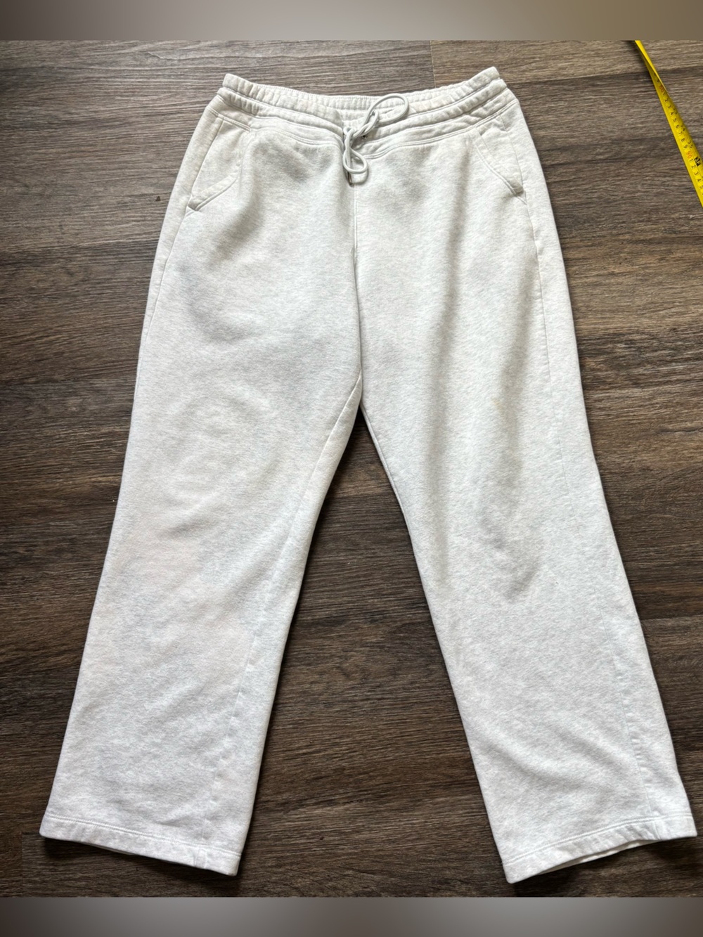 DKNY Cream Wide-Leg Sweatpants with Drawstring Waist
